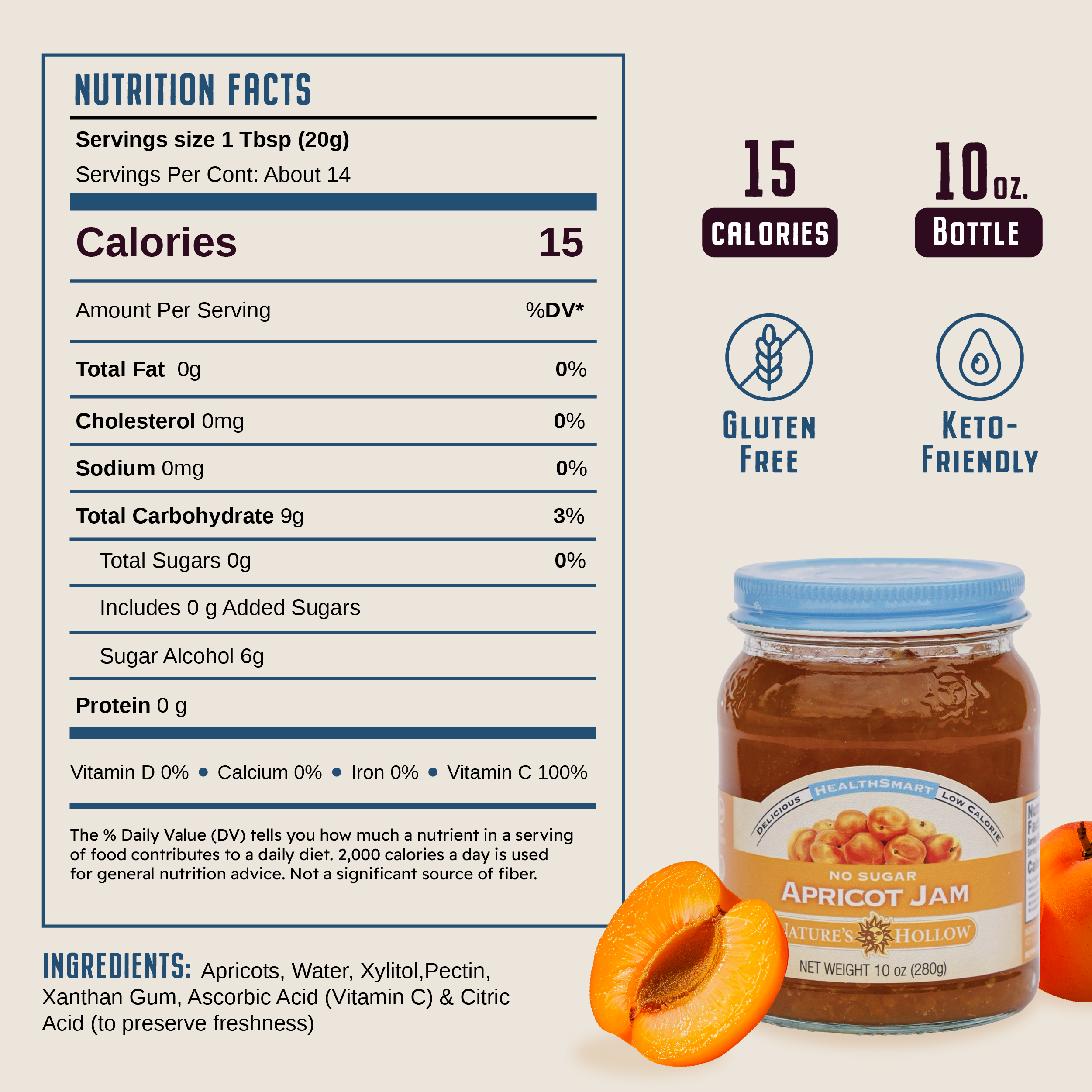 HealthSmart Apricot Jam 6pk CASE