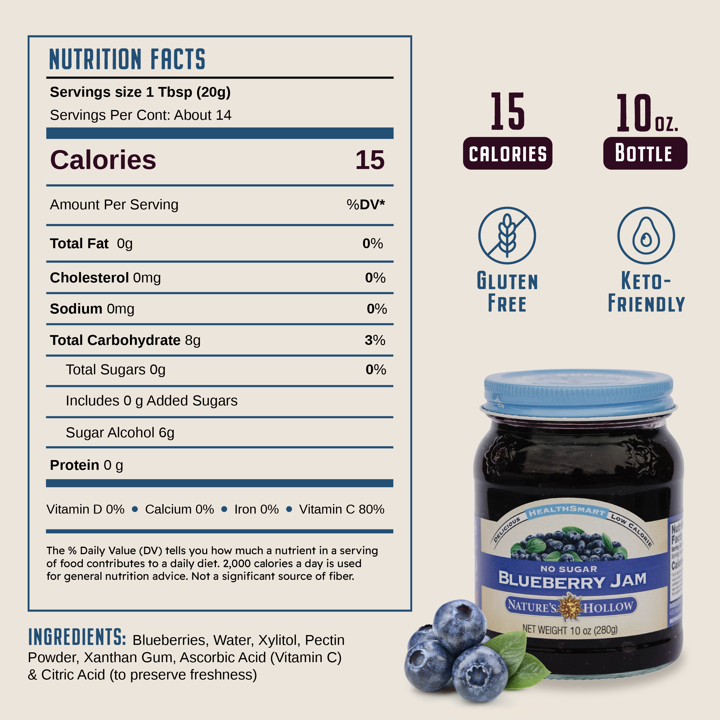 HealthSmart Blueberry Jam 6pk CASE 